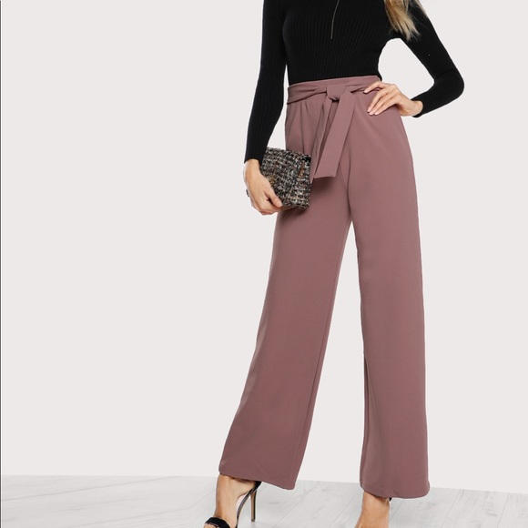 womens dress pants with tie belt